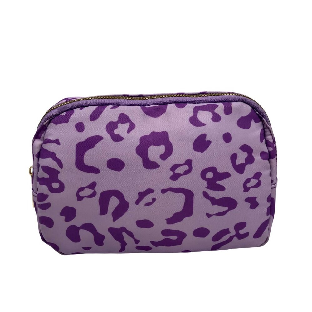 Purple Nylon Leopard Print Belt Bag